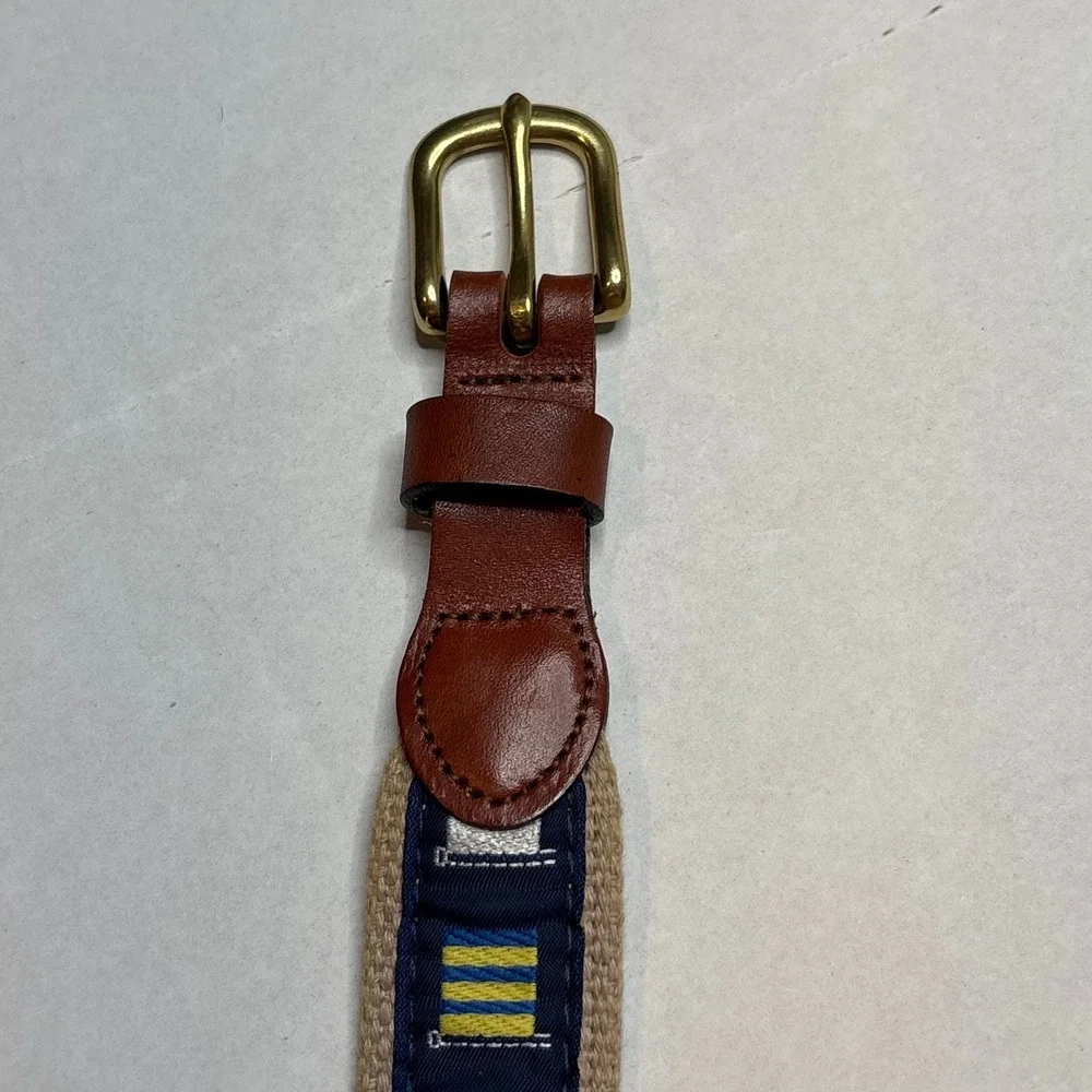 Leather Man Ltd Nautical Signal Flags Canvas Leather Belt Essex CT Men Size 26‎